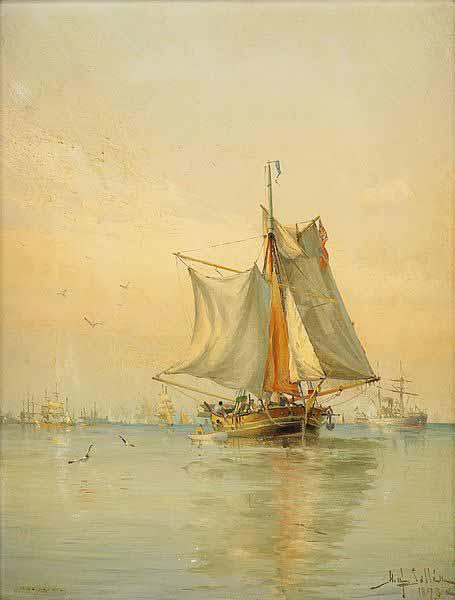 Herman af Sillen Utsikt over oresund fran Helsingborg oil painting image